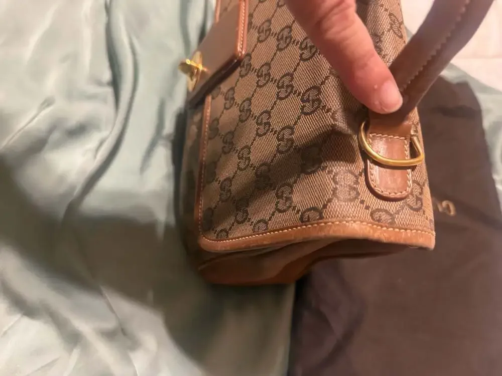 Vintage Gucci Monogram Brown Leather Top Handle Handbag 000.101.0274